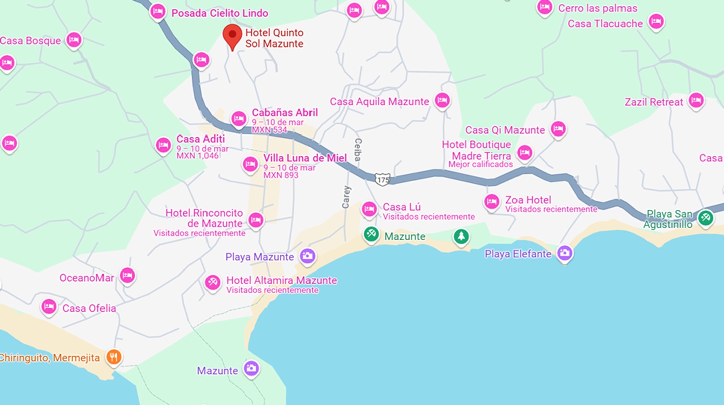 mapa y ubicación de hotel quinto sol en Oaxaca
